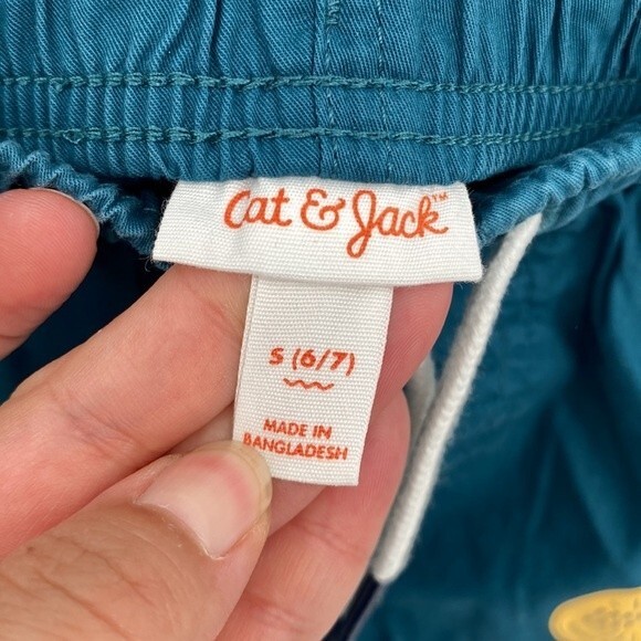 Cat & Jack S 6/7 Blue Elastic Waist Shorts Easy on Easy off Tie Waist New - Picture 3 of 6